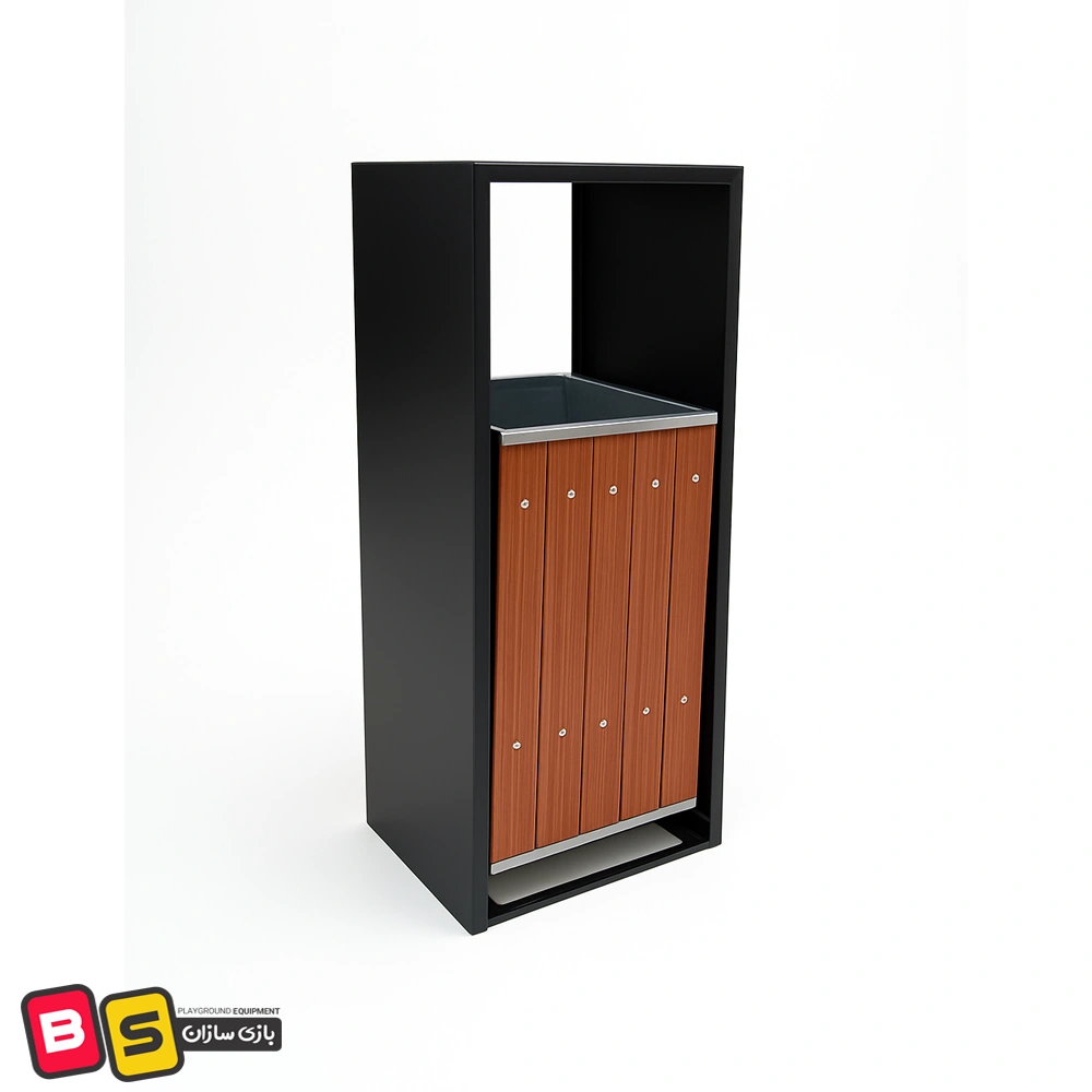 سطل زباله پارکی مدل چوبی شیار دار